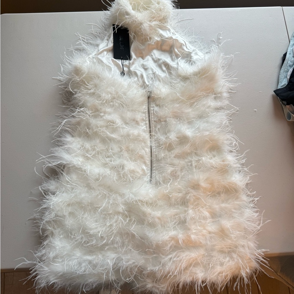 Fashion Nova White Feathered Dress - Picture 3 of 5